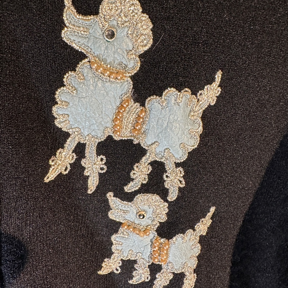 Vintage “Tobi” Black Poodle Sweater with removable Leather Collar - Picture 10 of 14